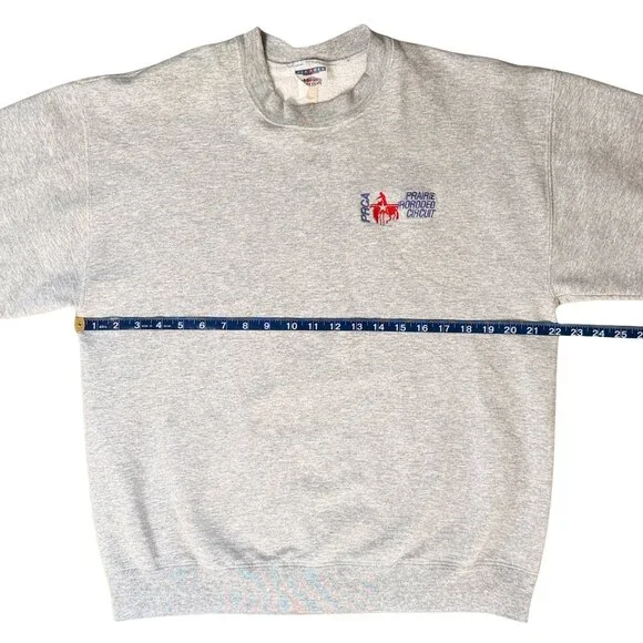 Retro 90's PRCA Prairie Pro Rodeo Circuit Gray Crewneck Sweatshirt Unisex Large - Picture 7 of 8